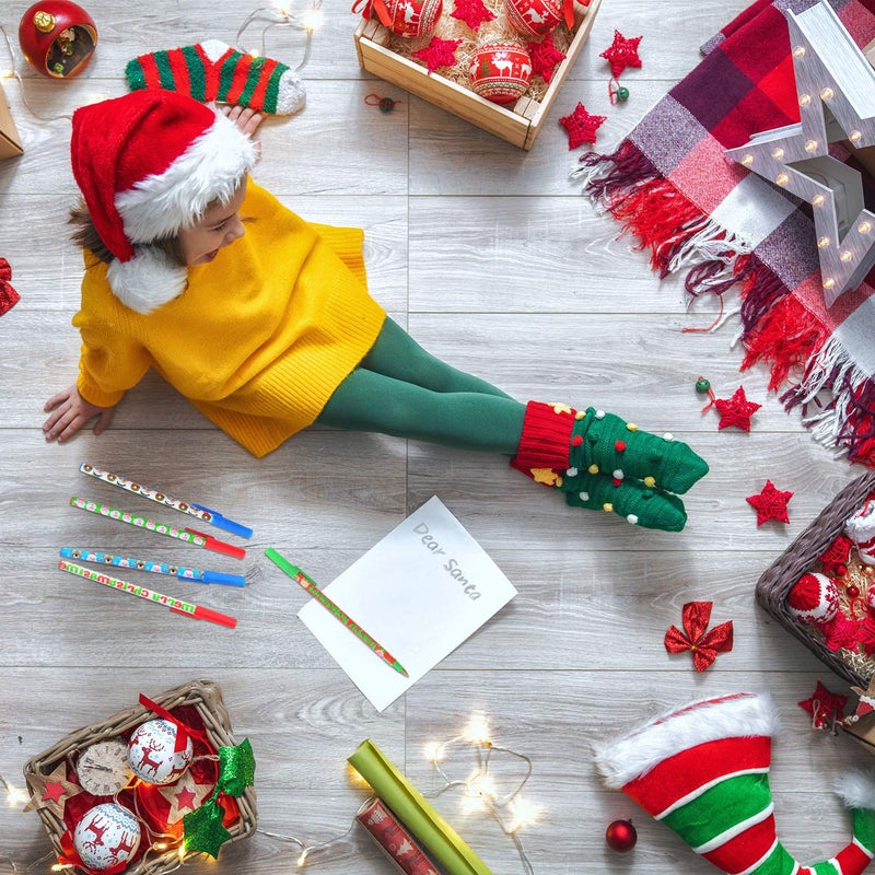 Sunshane 24 Pieces Christmas Stick Pens Set Holiday Ballpoint Pens for Christmas Home Decor Party Gift (Color Set 1) - Image 4